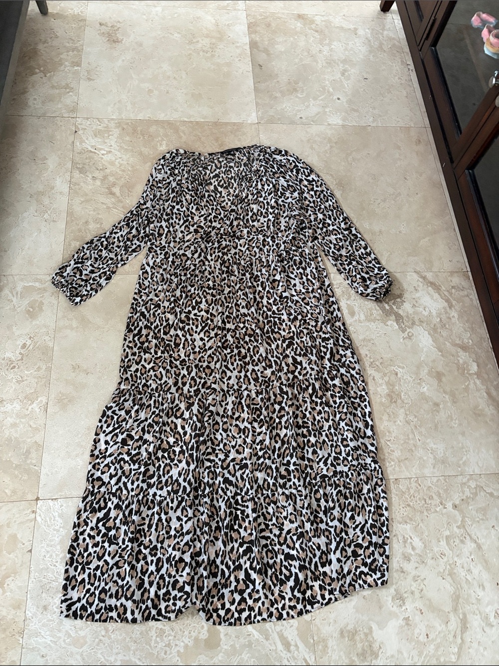 Banana Republic Leopard-Print Maxi Dress - Black/Tan